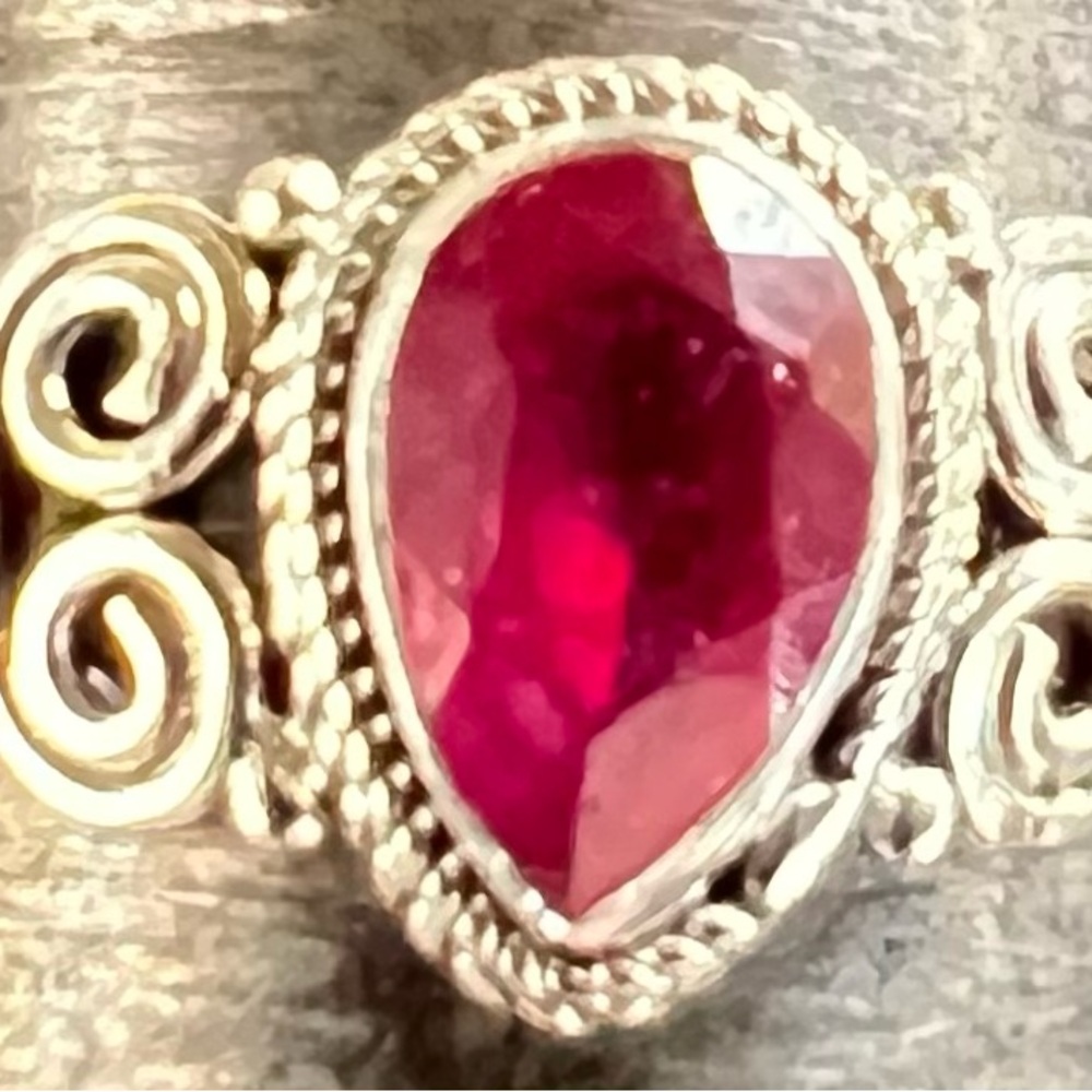 Elegant Sterling Silver Ring With Ruby Gemstone - image 2
